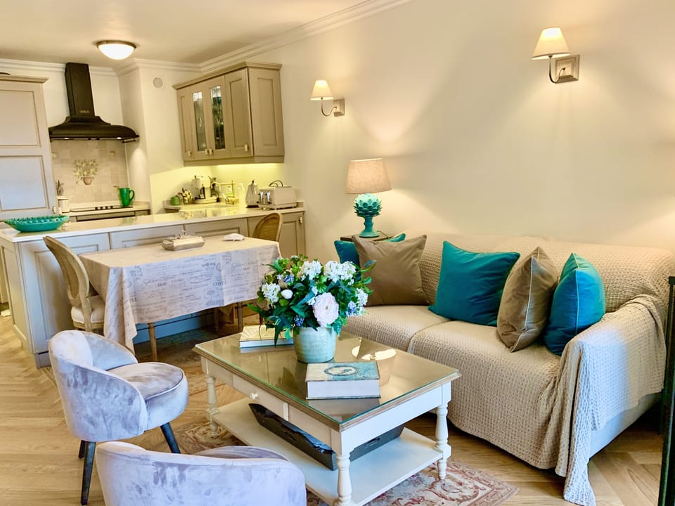 Air-conditioned living room  - other angle with comfortable double sofa bed.