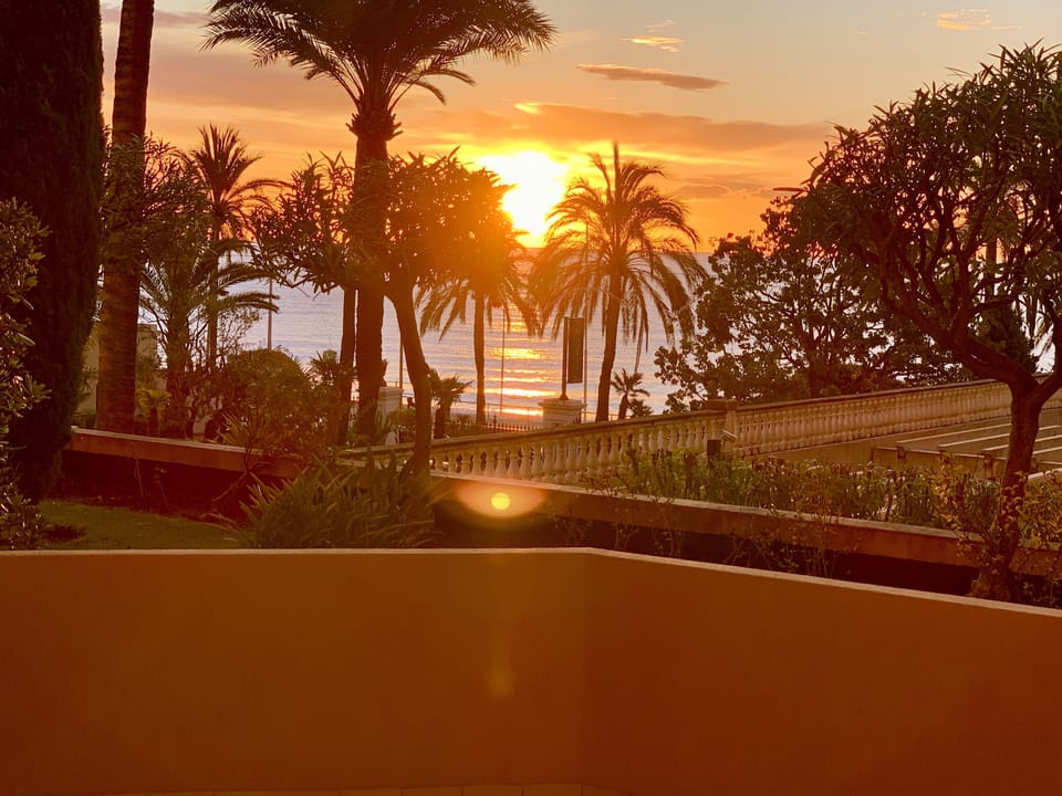 Sunrise from the terrace in winter