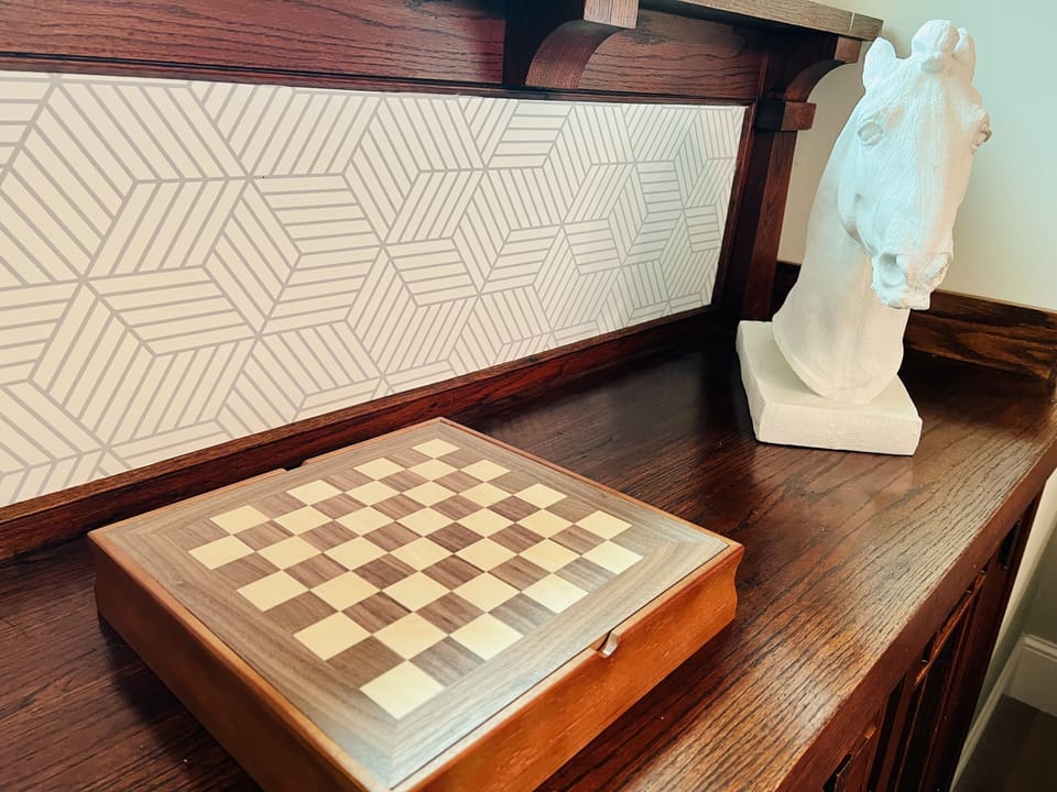 Chess, Checkers, Backgammon, Dominoes, Cribbage Board, Playing Cards, Poker Dice