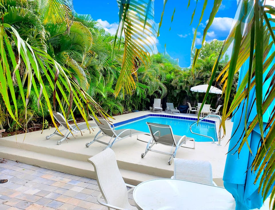 Stunning pool at the home with lounge furniture