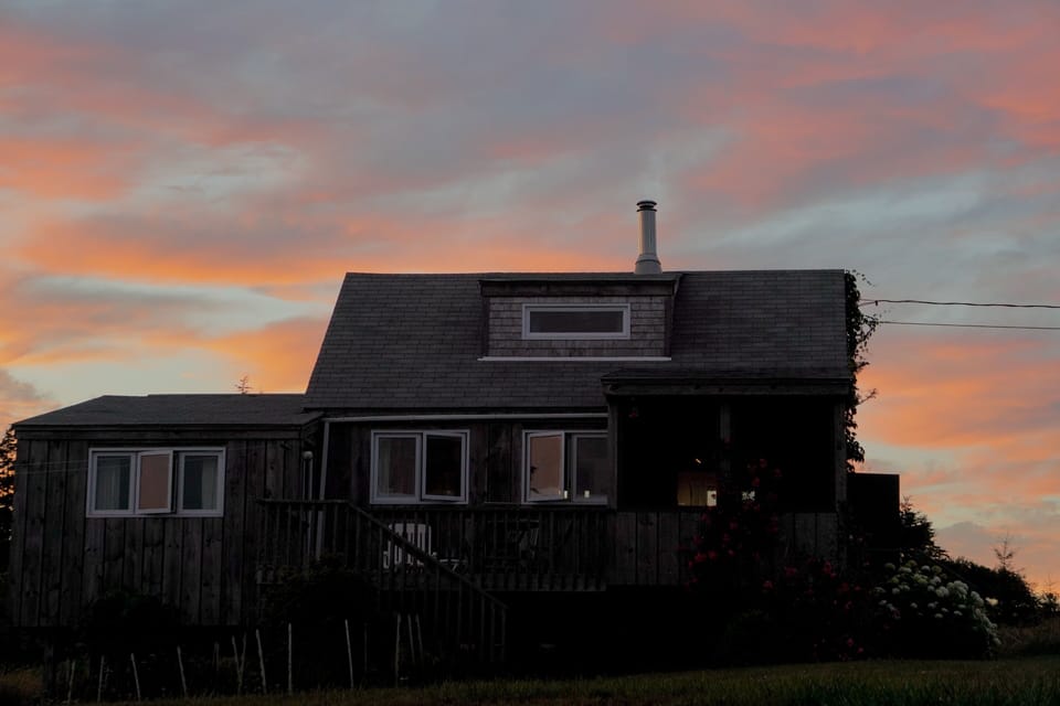 cottage at sunset
