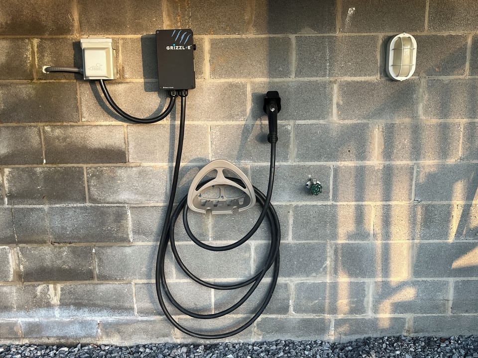 EV charging station. Please contact Pat for the charging fee. Tesla adaptor too