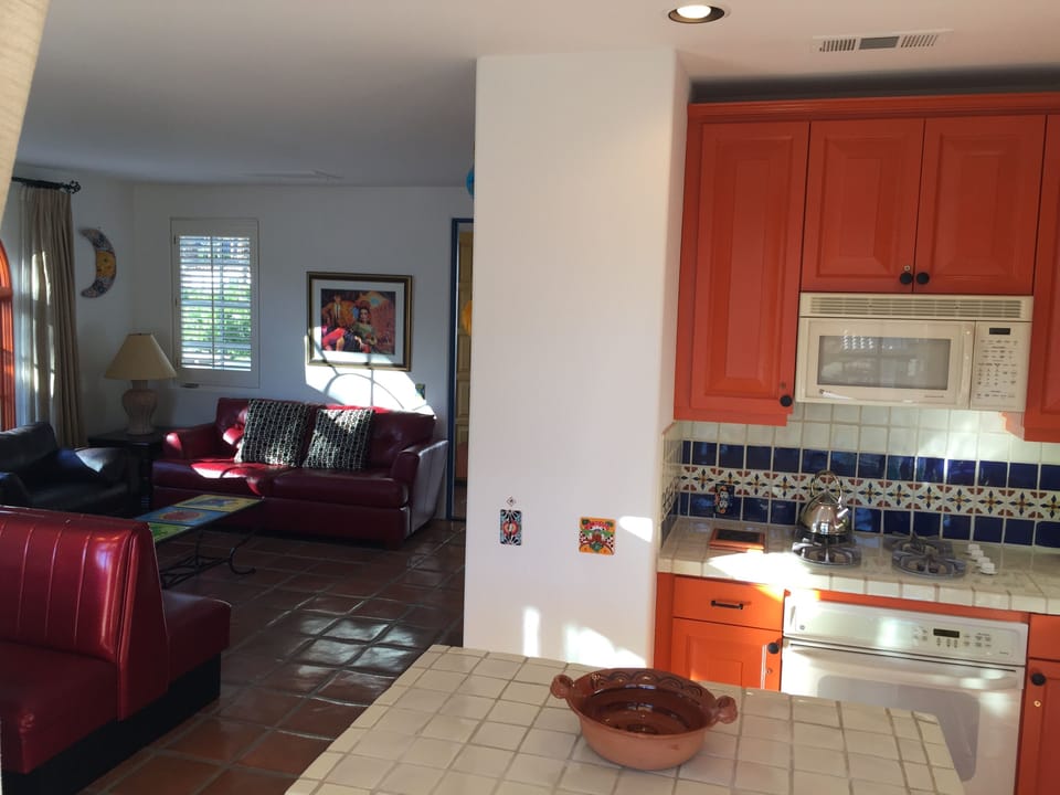 Full kitchen and living room