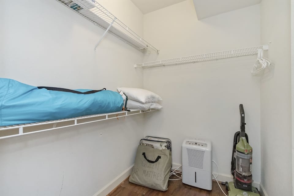 One of two huge walk-in closets. Large beach umbrella available for our guests. 