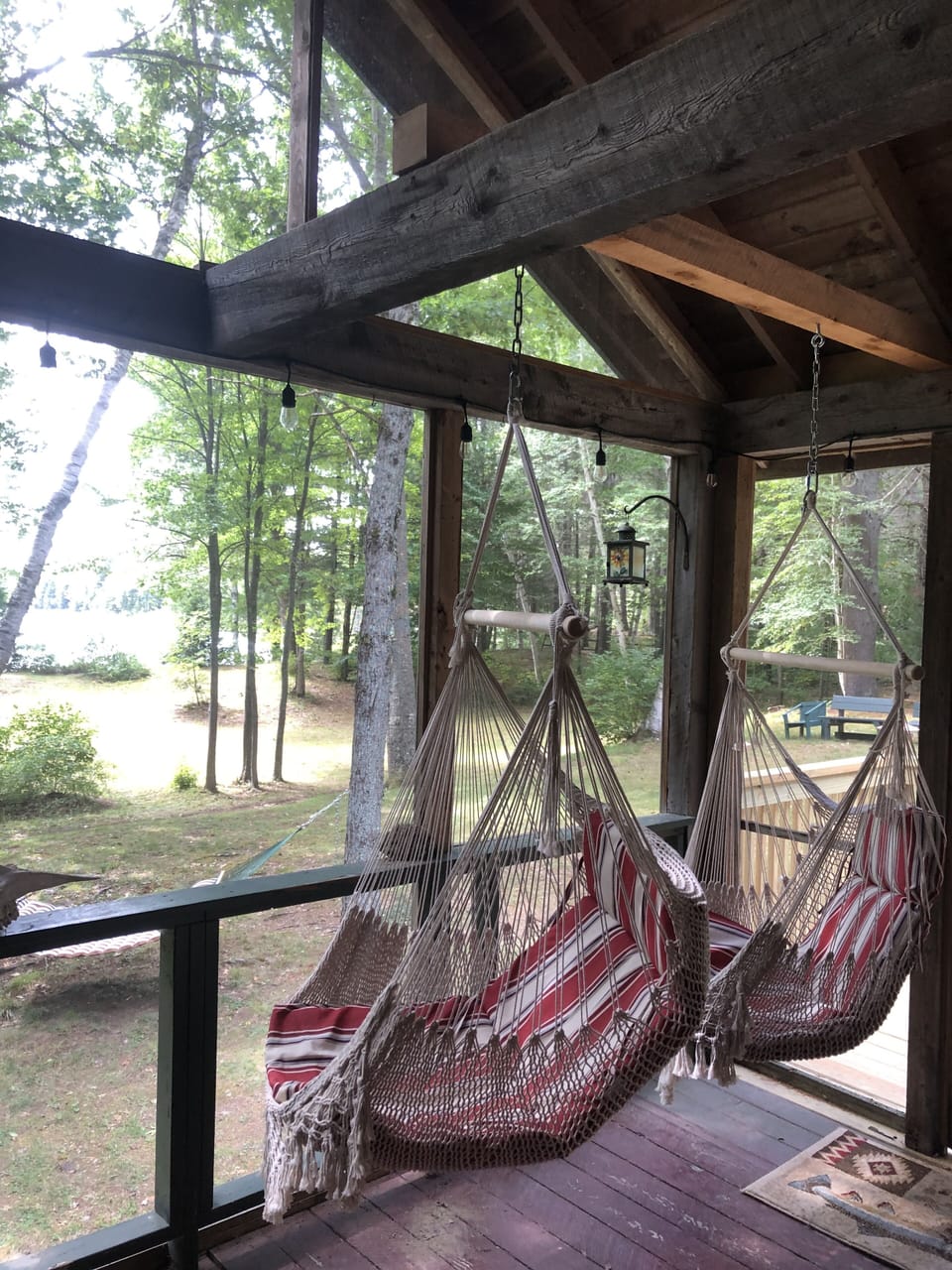 Cozy seat hammocks on the porch - amazing views!