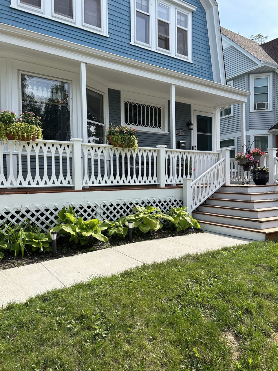 Refreshments, relaxing, and people-watching from the comfortable porch.