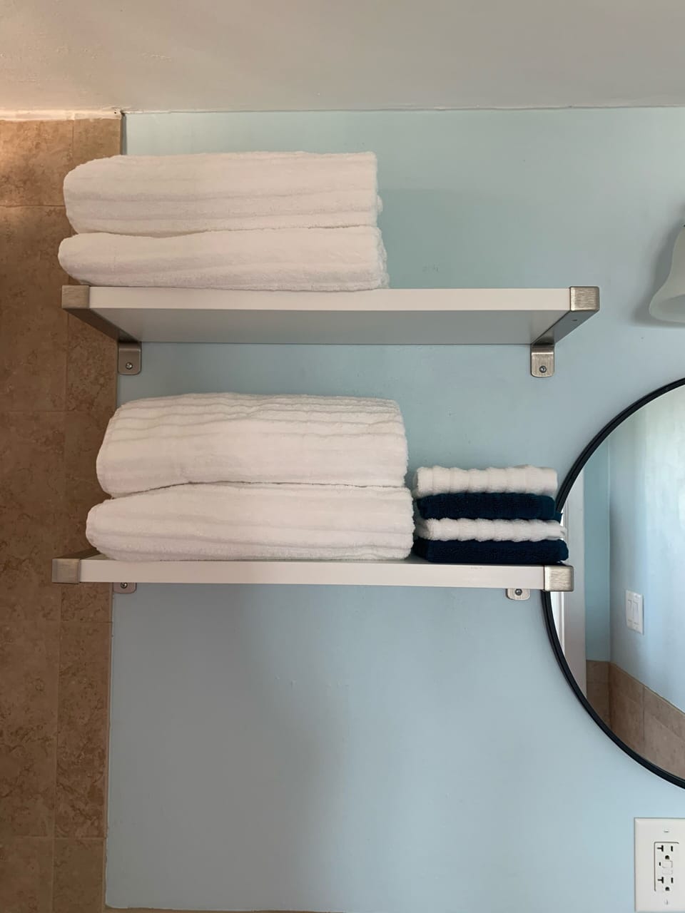 Fresh bath towels, makeup washcloths and wipes