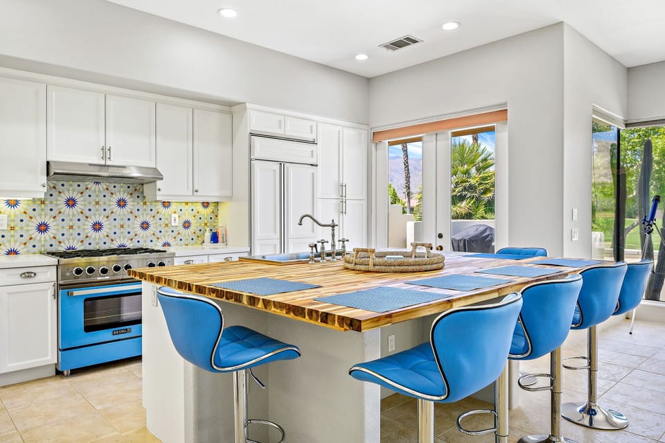 Butcher Block Countertop with Seating for 6