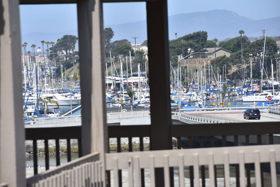 View of the harbor to the right on the balcony