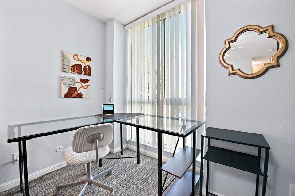 Spacious desk for guests who need to work during their stay.