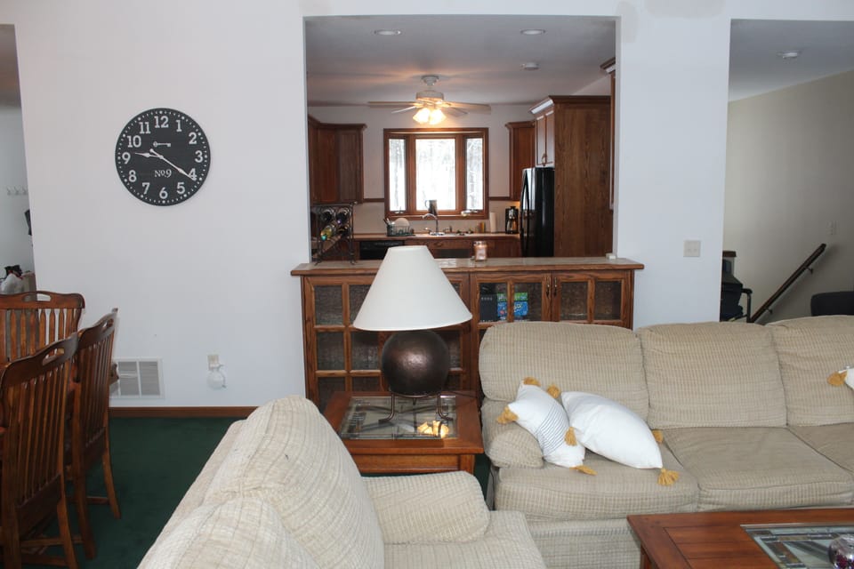 Living Room (upstairs) view to kitchen 