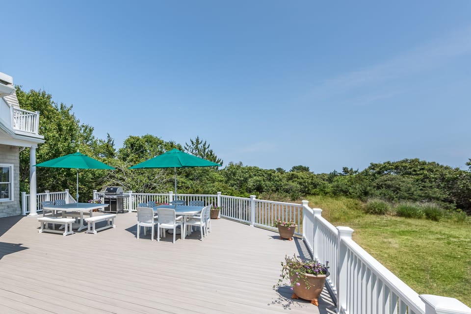Back deck overlooking nature preserve and ocean.