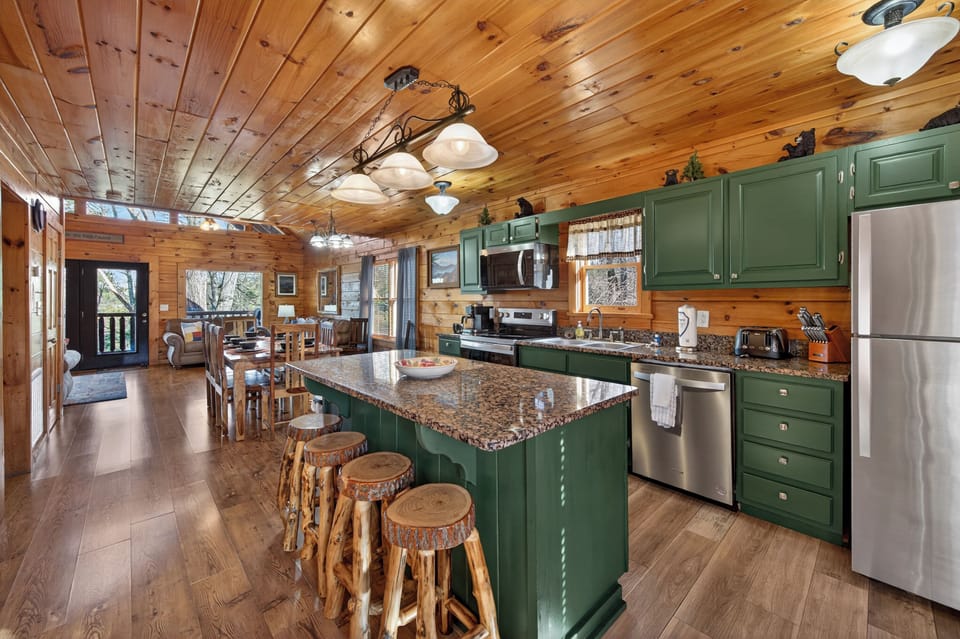 Entry & Kitchen Island with 4 stools.