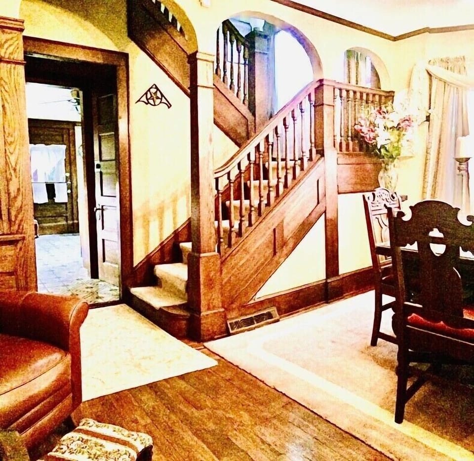 Dining rm looking  towards kit & bkdoor Jacobean Dining rm table -seats 10