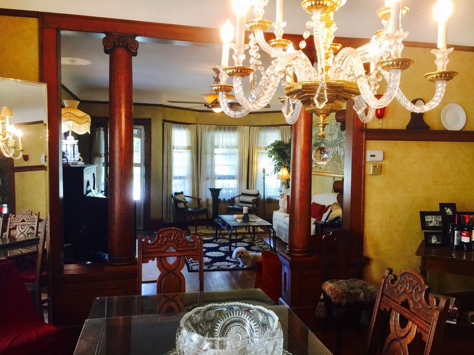Dining room looking into living room