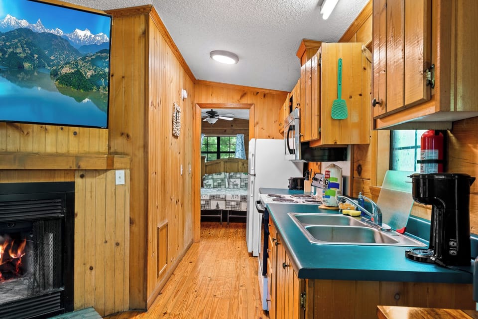 Morning perks: fully stocked kitchen & fresh brew at your own coffee station.