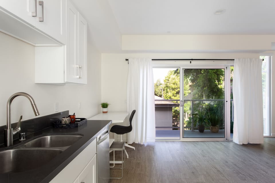 Right next to the balcony is your dedicated workspace. 
