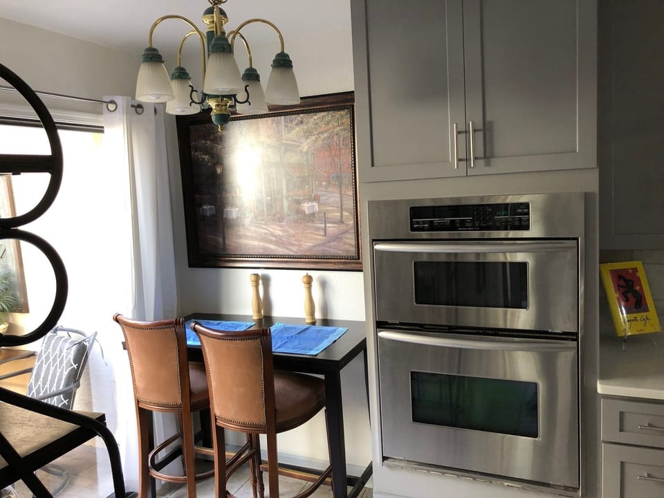 Kitchen eating and ovens
