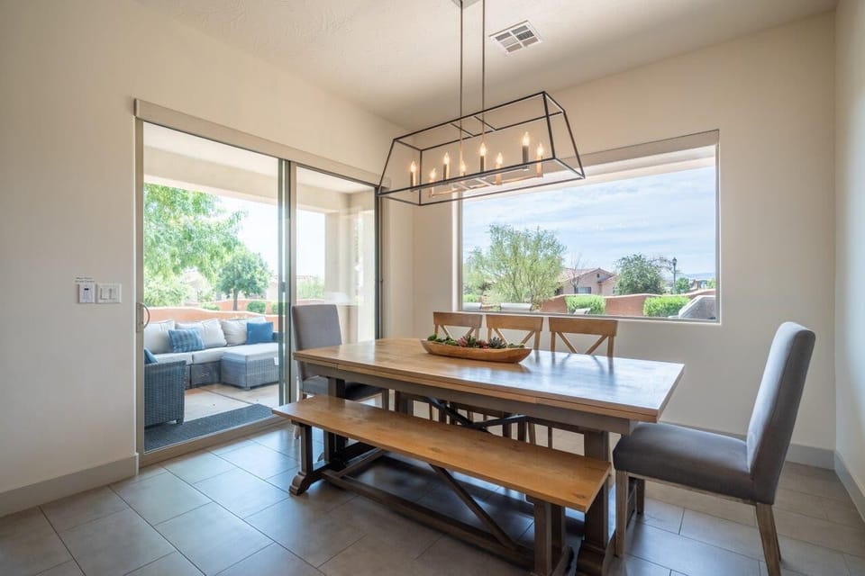 Dining area with table seating for 8