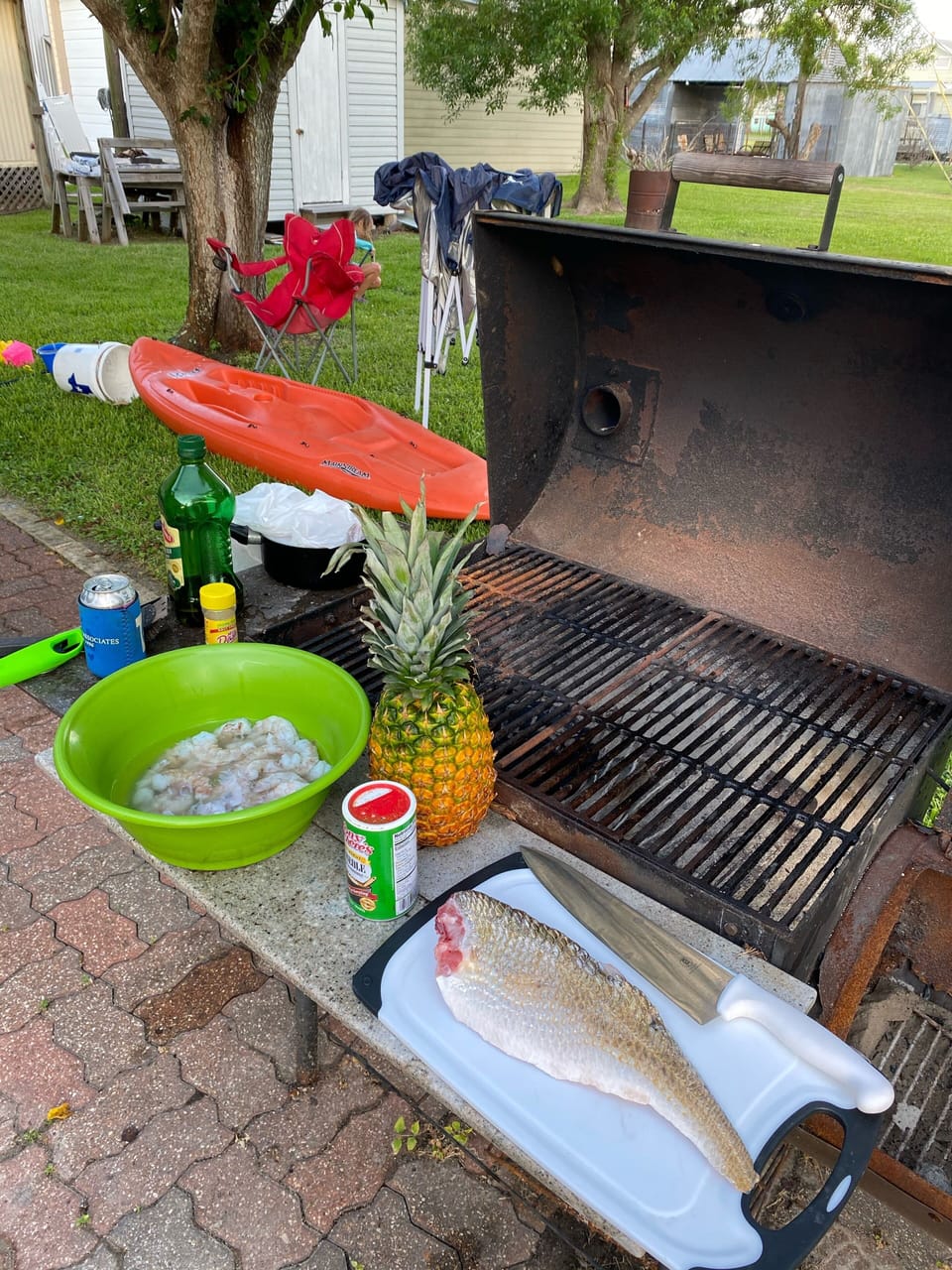 Coastal meal prep in the backyard grill