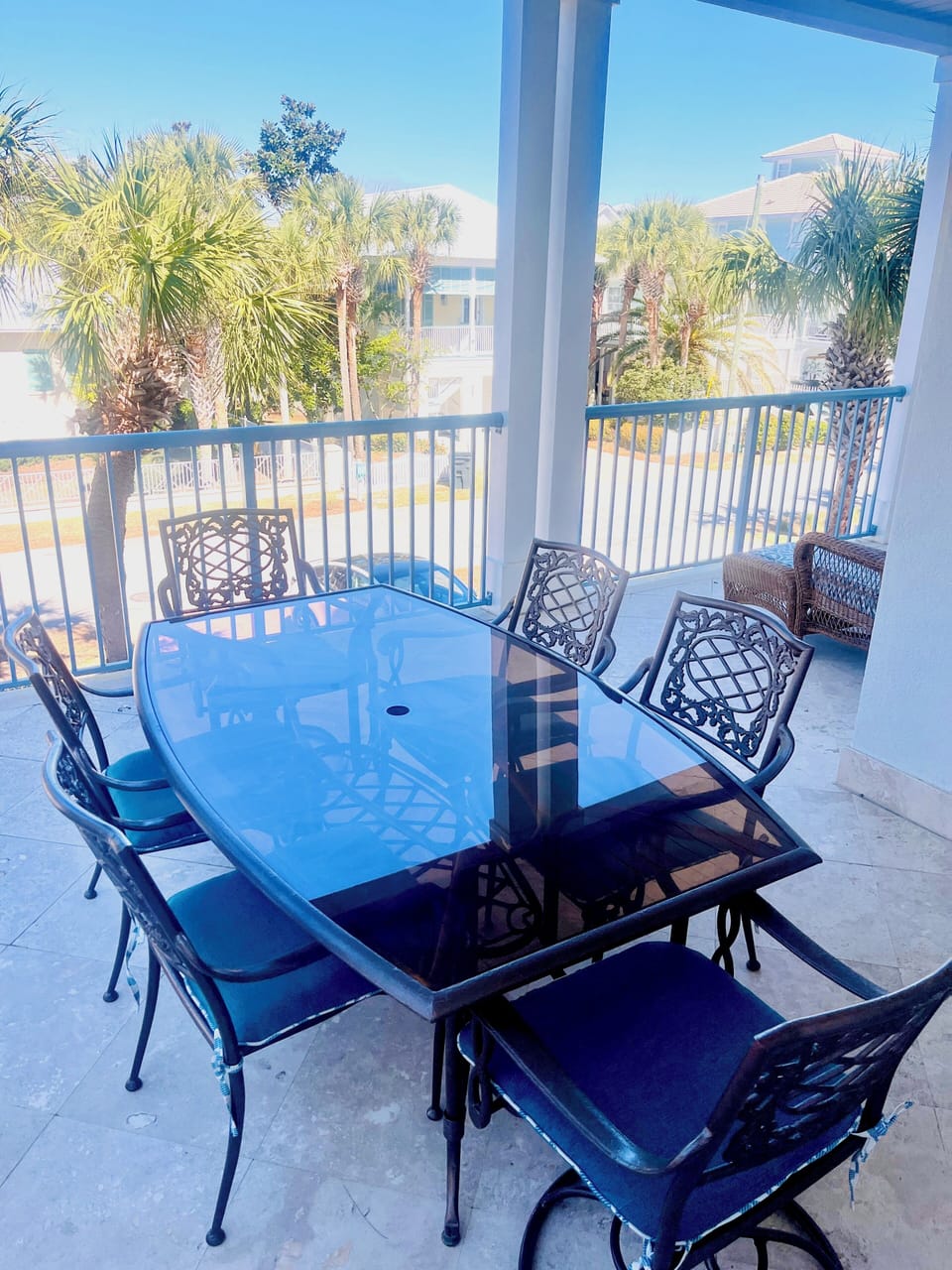 2nd Floor balcony outdoor dining table just outside of kitchen.
