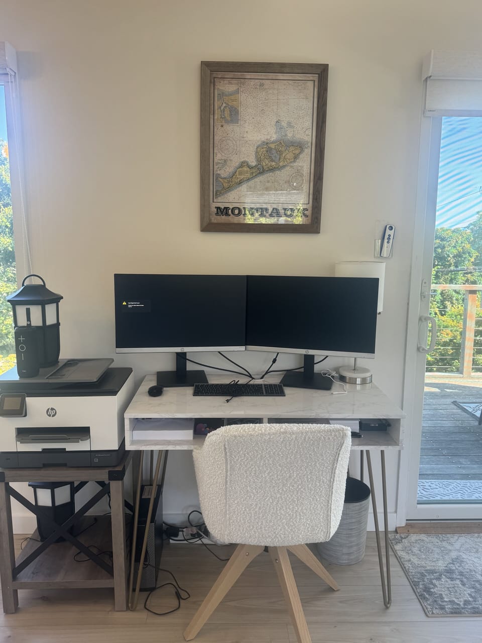 Work station with two monitors