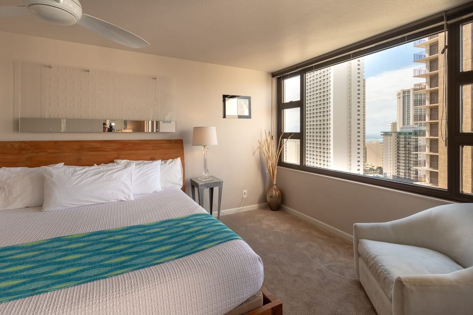 Room, Indoors, Bedroom, Ceiling Fan, Furniture