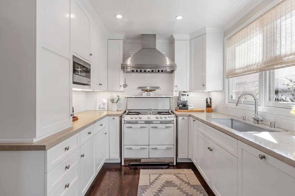 Kitchen with restored O'Keefe and Merritt stove.