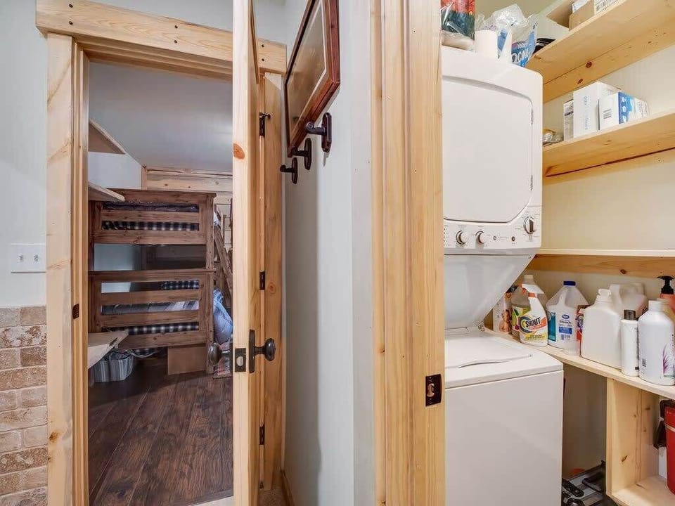 Washer & dryer located in the second bathroom