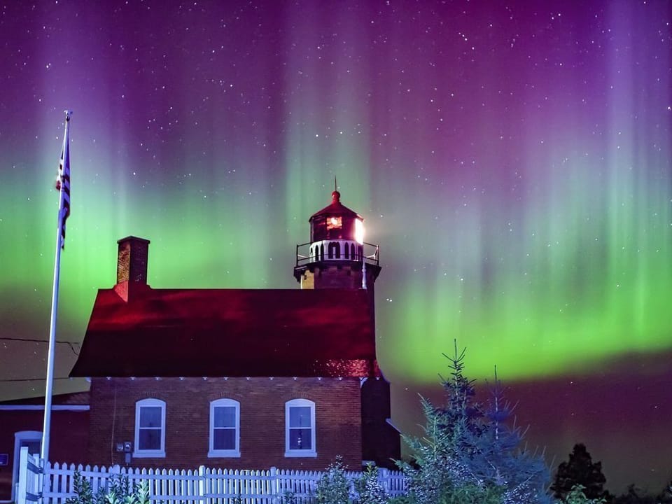Northern Lights at the Eagle Harbor Lighthouse