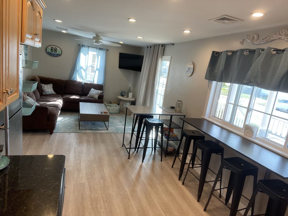 Open concept kitchen and living room.