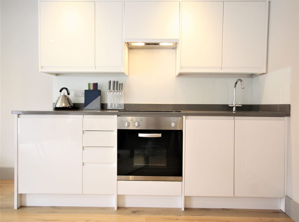 kitchen with fridge freezer, dishwasher, hob and oven