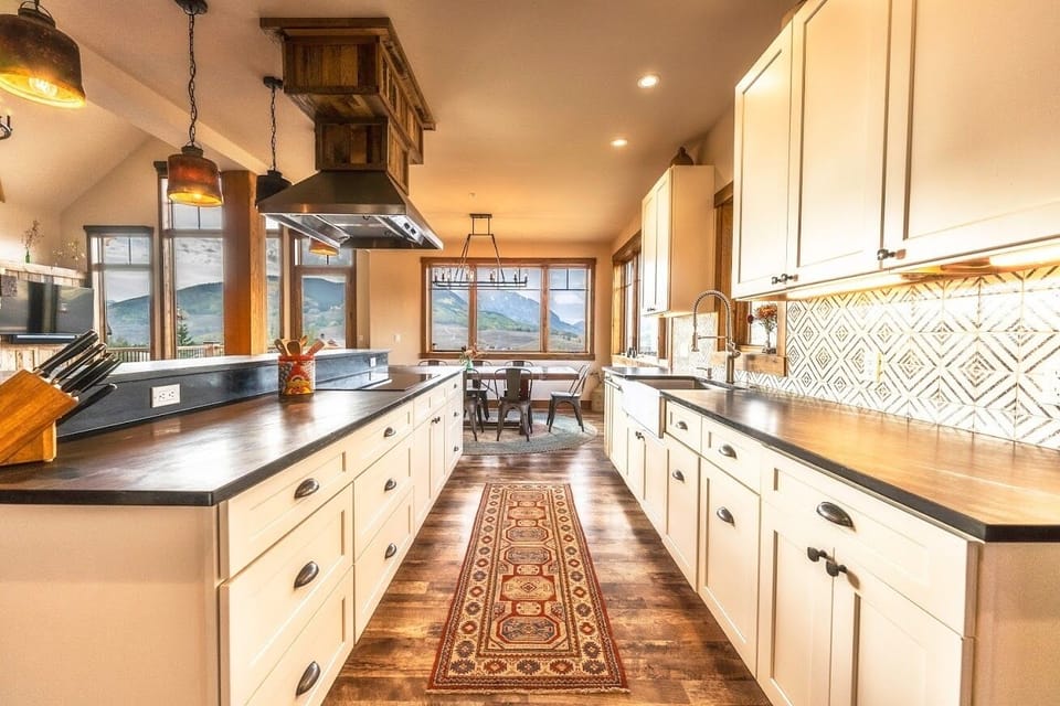 main level kitchen with mountain views all around