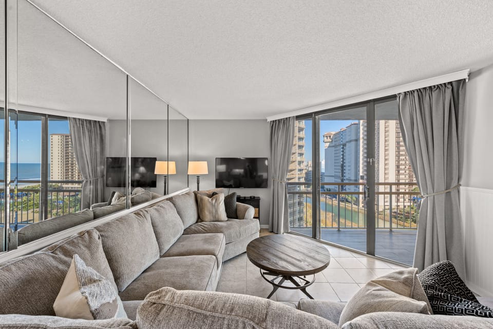 Perfect room for friends and family to gather around for movie night.