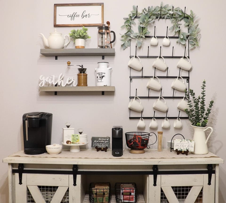 Coffee Bar with Kuerig, Nespresso and Assorted Teas