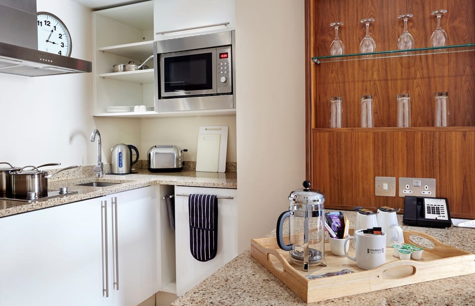 Make a quick snack in the kitchenette.