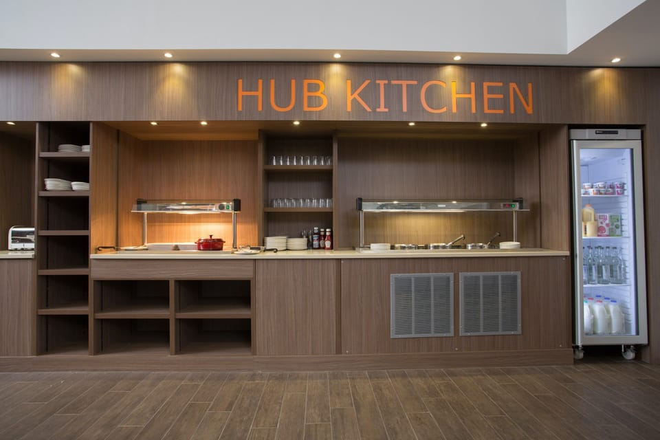 Come and enjoy the hot breakfast in the Hub Kitchen - Please note that due to COVID-19, complimentary breakfast will be temporarily unavailable