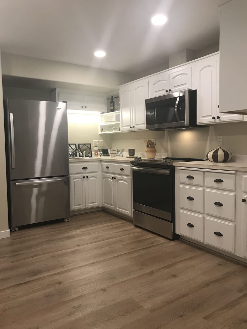 Your kitchen, coffee maker and Keurig and pots/pans, etc. provided