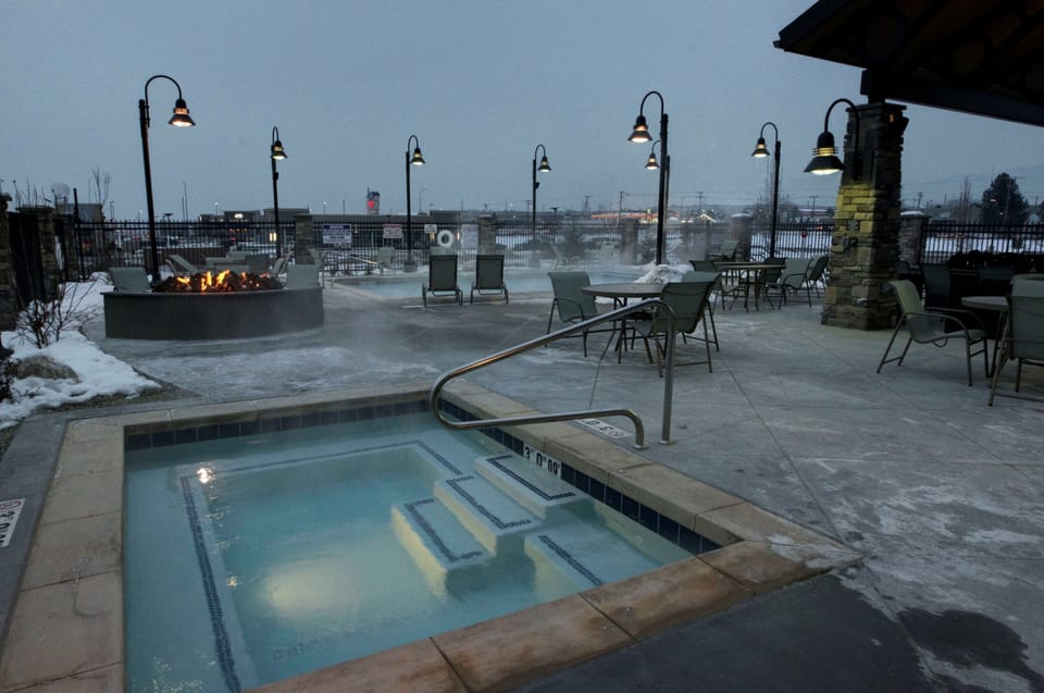The heated pool is open year-round.