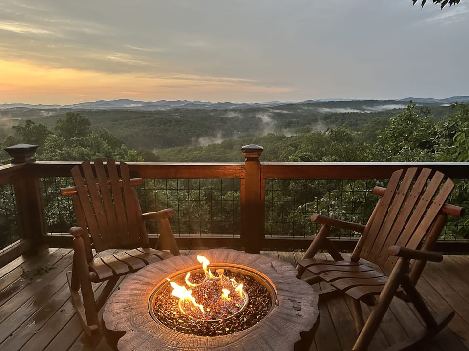 From the back deck, mountains from three different states can be seen!