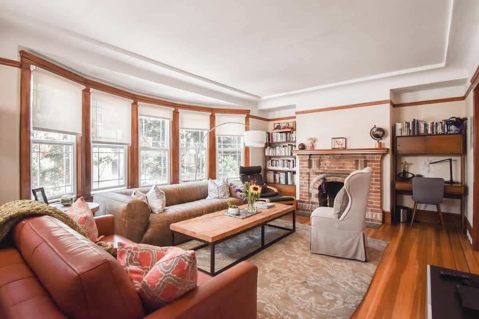 Cozy up by the fire in our elegantly designed living room.