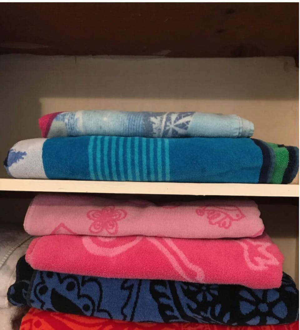 Beach towels. We have beach chairs, beach umbrellas also for you to use. Enjoy !
