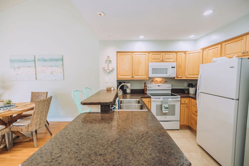 The kitchen is stocked with all you could need for a weekend, or a month!