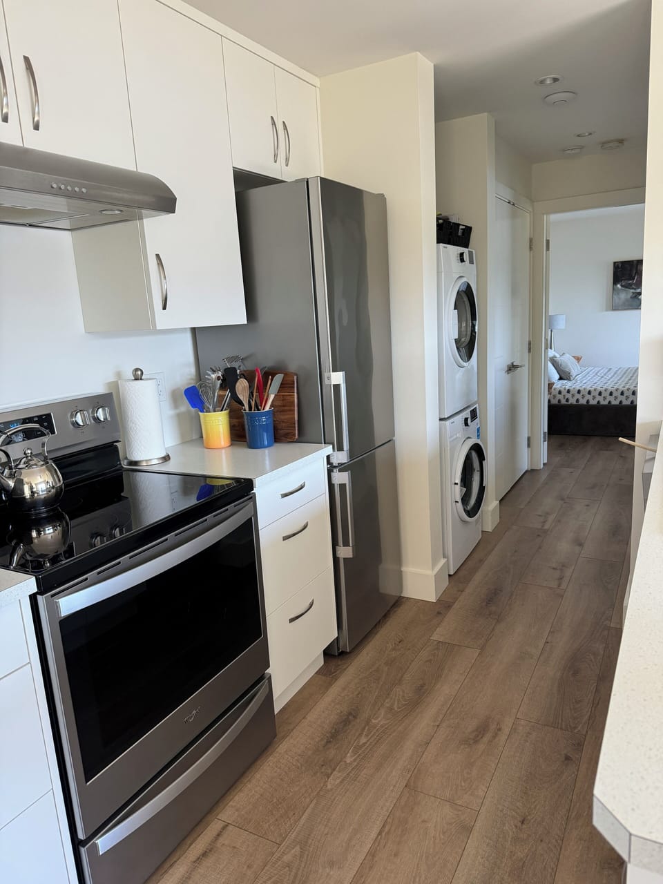 kitchen area and passage to bedroom