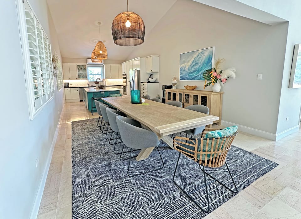 Dining Table with Seating for 10 + 2 at the Bar!