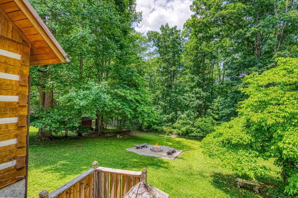 Pigeon Forge Cabin "4 Paws Lodge" - Back yard with fire pit