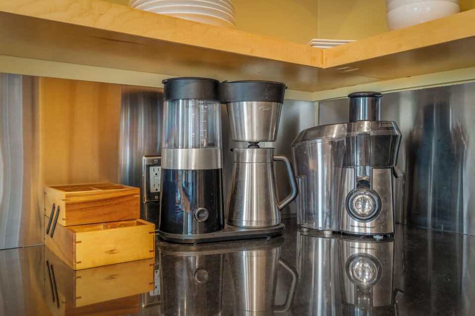 Coffee station stocked for your morning routine.