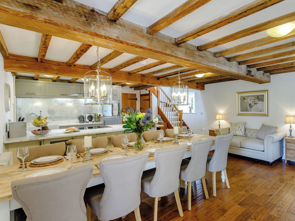 Open plan dining room and kitchen | Waterside Barn - Bradbourne, Bradbourne, near Ashbourne