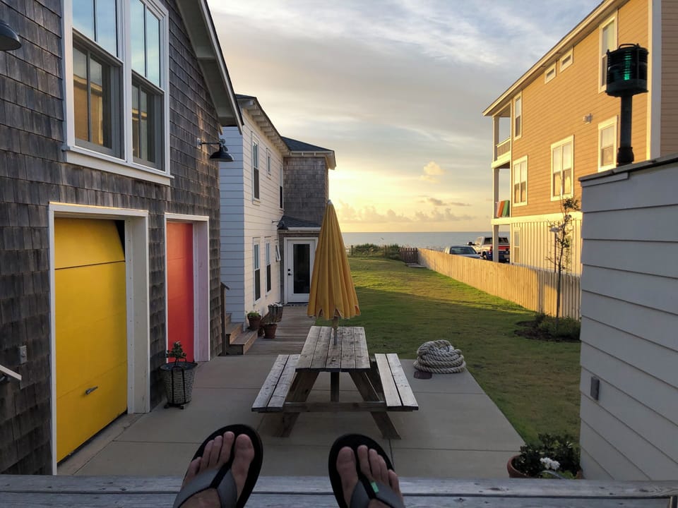 View to patio and ocean from front deck