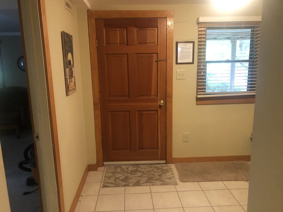 Front door inside the entry foyer